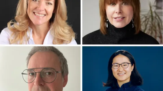 Photograph of four new board members laid out in a 2x2 grid. 