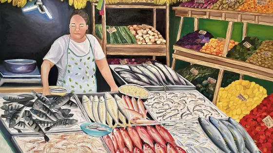 Aling (Miss/Mrs) by Abby Tibon. Oil and acrylic on canvas. 36” x 24”.