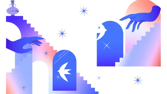 blue hands, stairs, doorways
