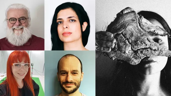 Photo (top row, left to right): Dr. Bill Leeming, Ala Roushan; (bottom row, left to right): Dr. Cindy Poremba, Isaac King; far right: Cristal Buemi. 