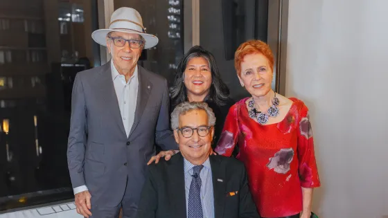 Isadore Sharp, President Ana Serrano, Rosalie Sharp and Chancellor Jaime Watt posing for a group photo. 