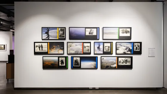 A wall of mounted images