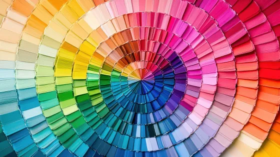 Array of colours in a circular design.