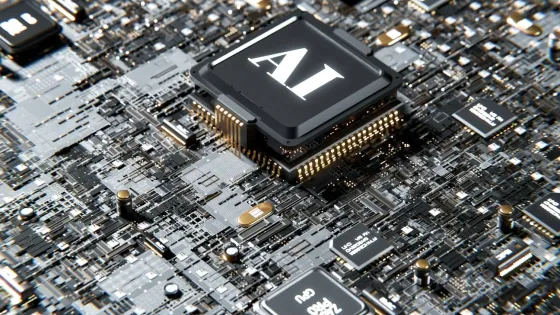 A photo of a keyboard with a central key in black with the letters AI