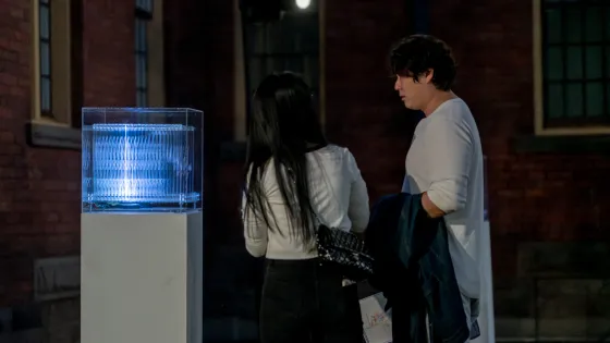 Two audience viewing art installation