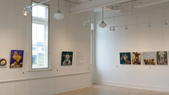Paintings on display at Aurora Cultural Centre Homeroom Galleries