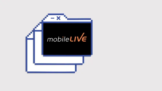 Beige background with three folder icons stacked on top of each other and the mobileLIVE logo in the foreground. 