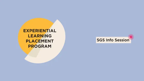 blue background with EXPL logo and text on right: "SGS info session" 