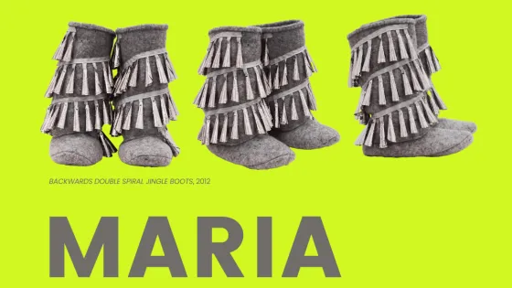 Bright green background poster with indigenous jingle boots