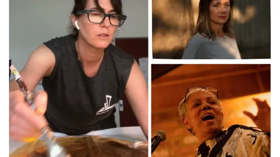 Three women who are faculty members at OCAD U; Natalie Kauffman; top right: Catherine Black; bottom right: Lillian Allen.
