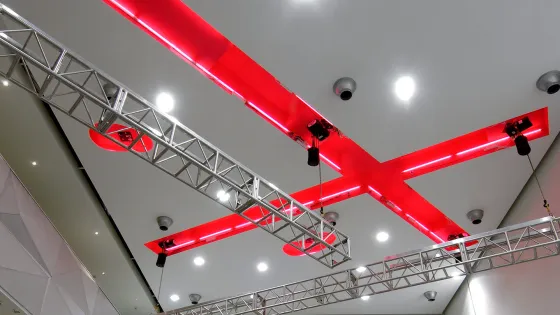 Ceiling of the great hall with lighting rigs