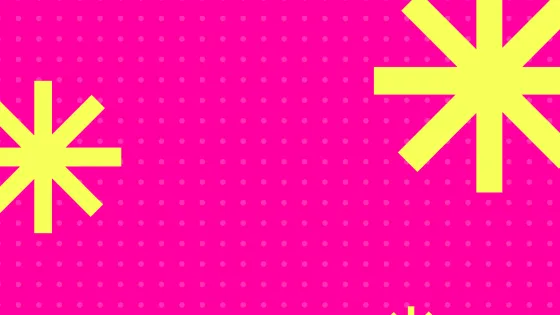 Pink background with light pink dots and yellow stars in foreground.