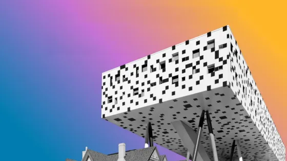 Sharp Centre for Design with a colourful gradient background