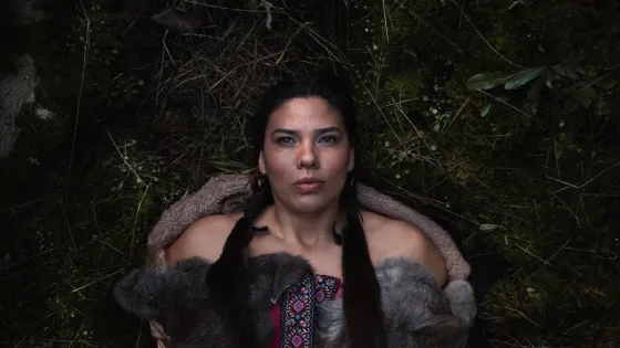 A woman with long braided hair