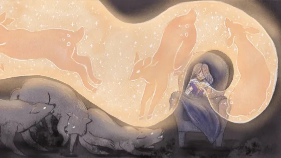 The Wolves, 2022, mixed media (gouache and pencil crayon), 3.5 x 6.5 inches © Gillian McLellan, courtesy of the artist