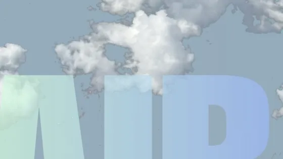 Sky with cloud and AIR text
