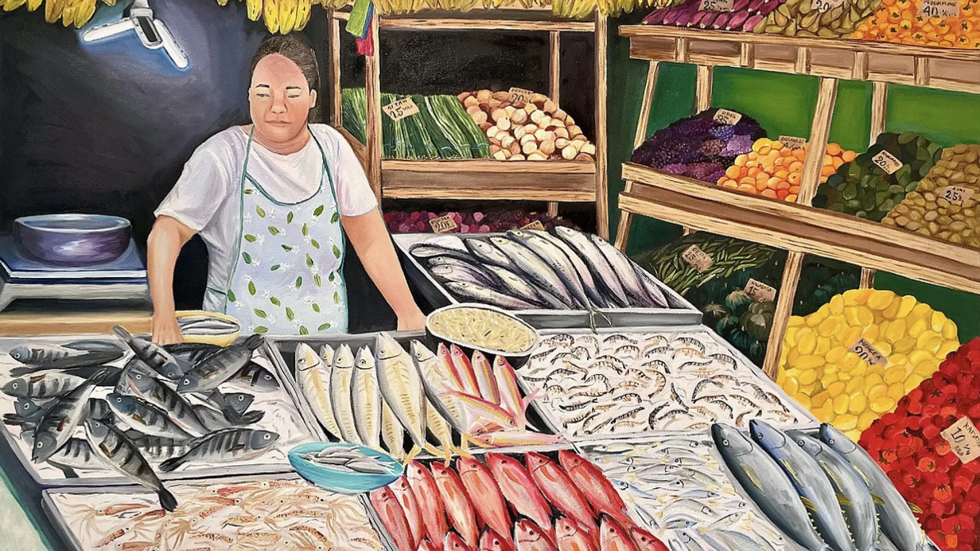 Aling (Miss/Mrs) by Abby Tibon. Oil and acrylic on canvas. 36” x 24”.