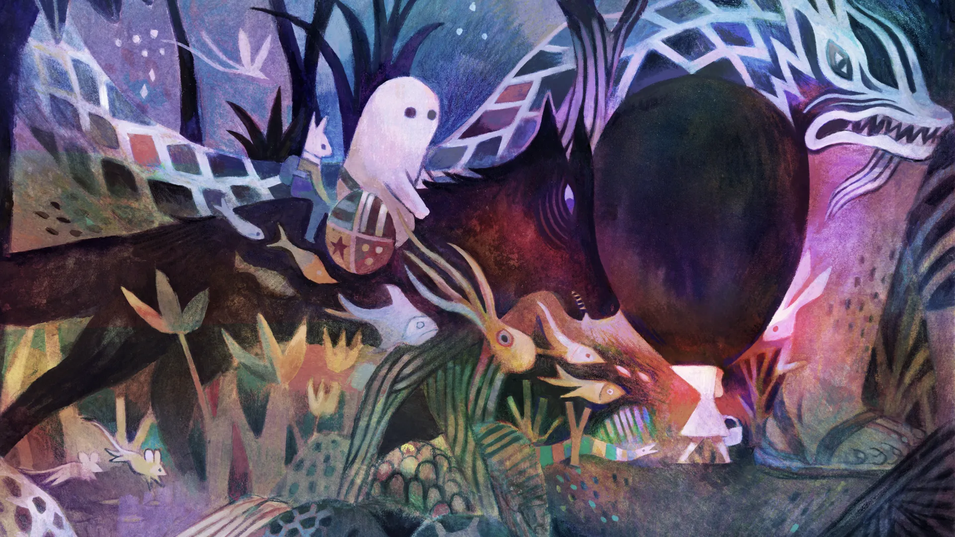 Forest night illustration