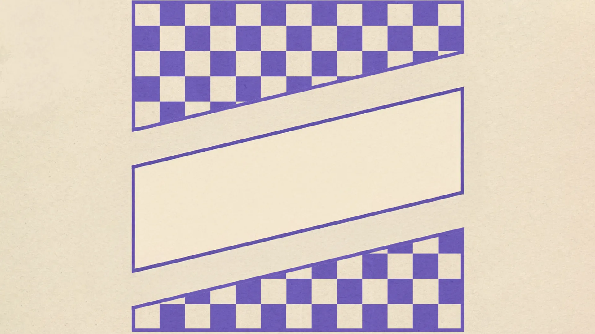 Beige background with purple checkered pattern in foreground