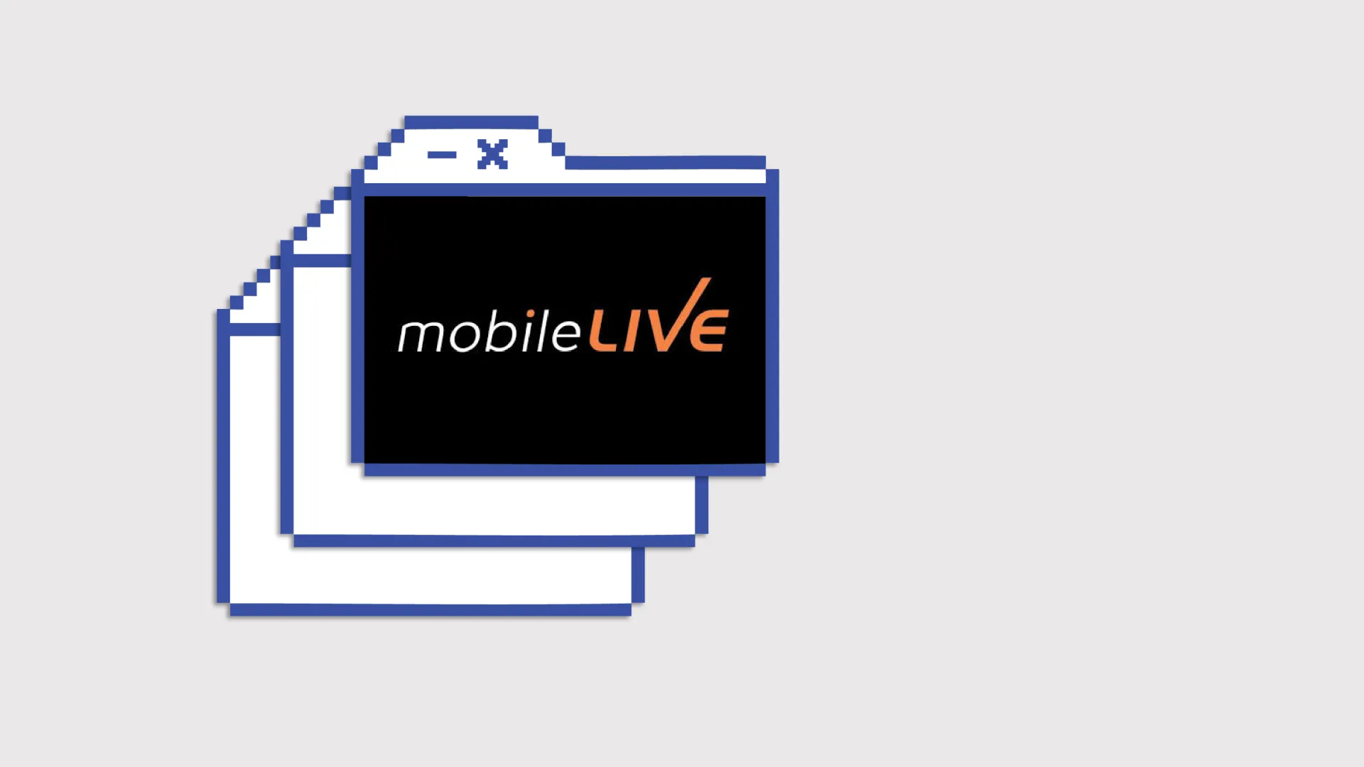 Beige background with three folder icons stacked on top of each other and the mobileLIVE logo in the foreground. 