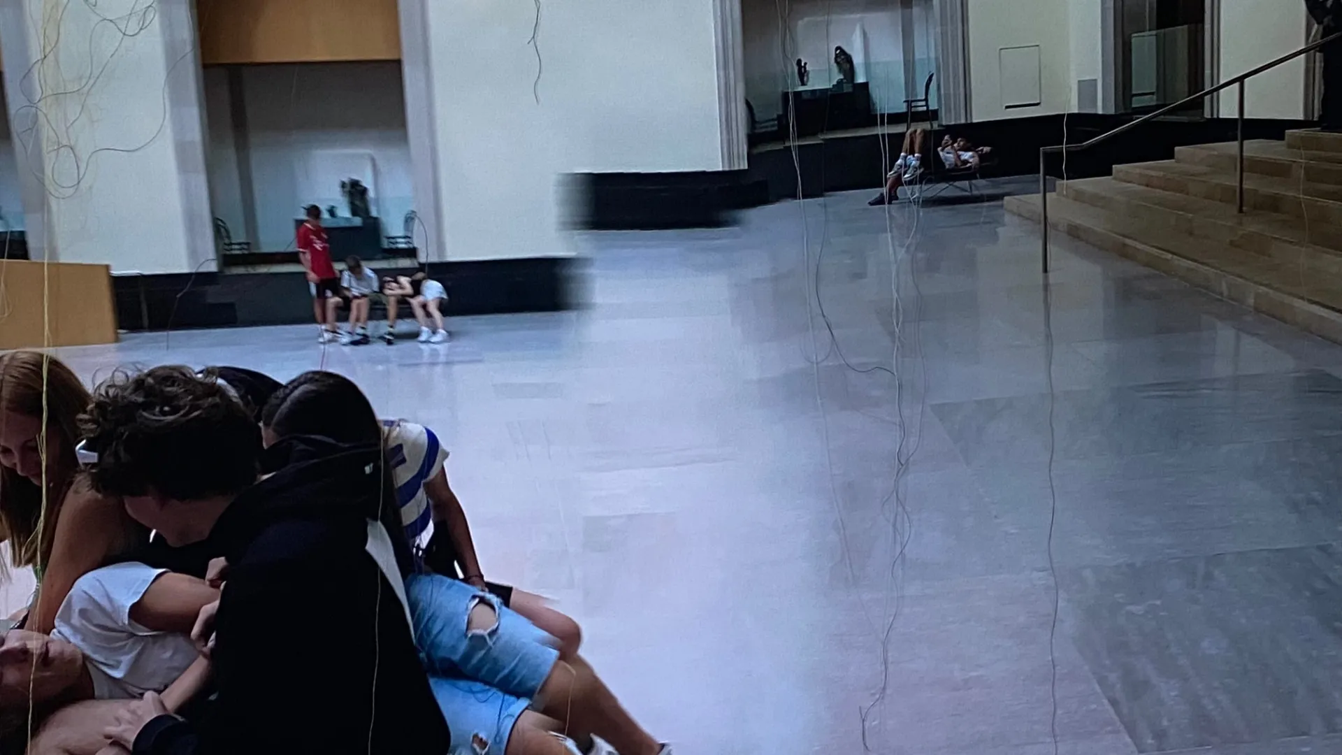 Post of museum with people