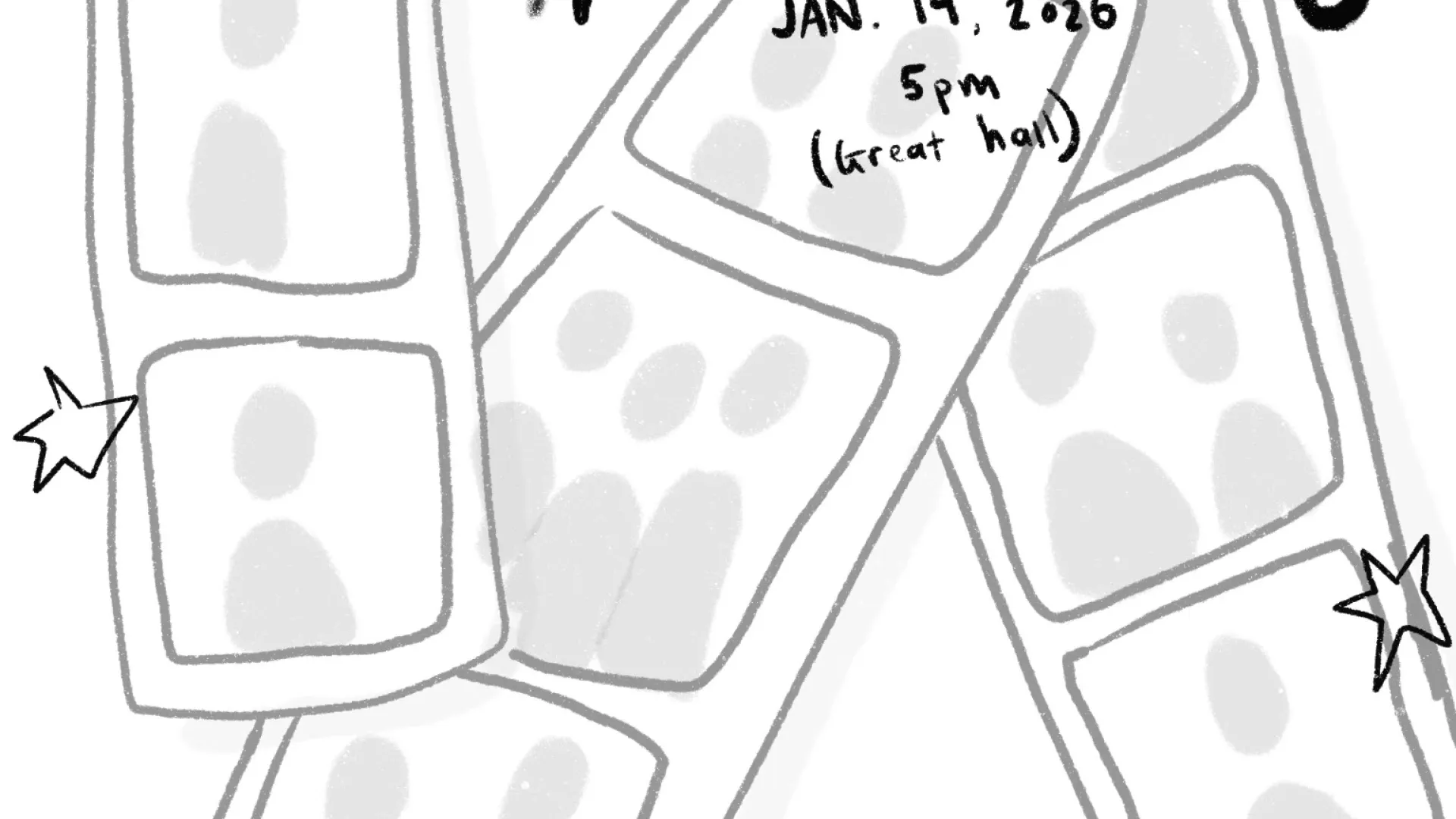 A black and white poster