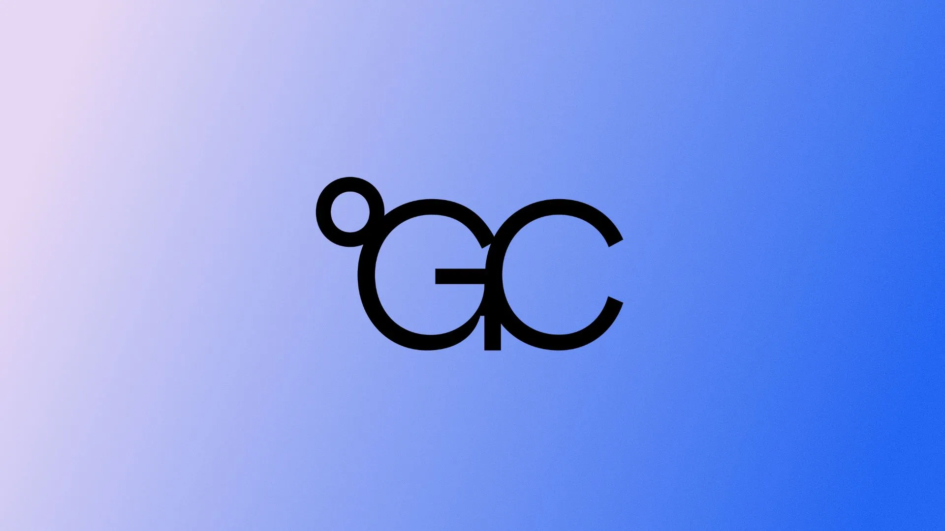 Blue gradient with a black logo