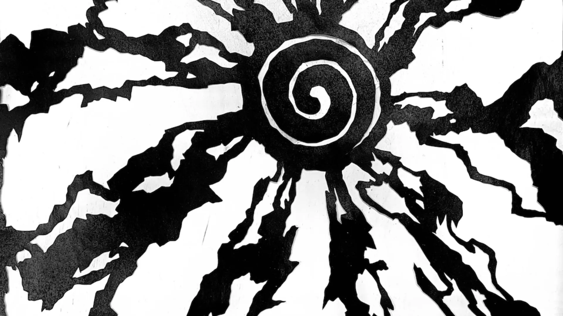 black and white swirl pattern with radiation