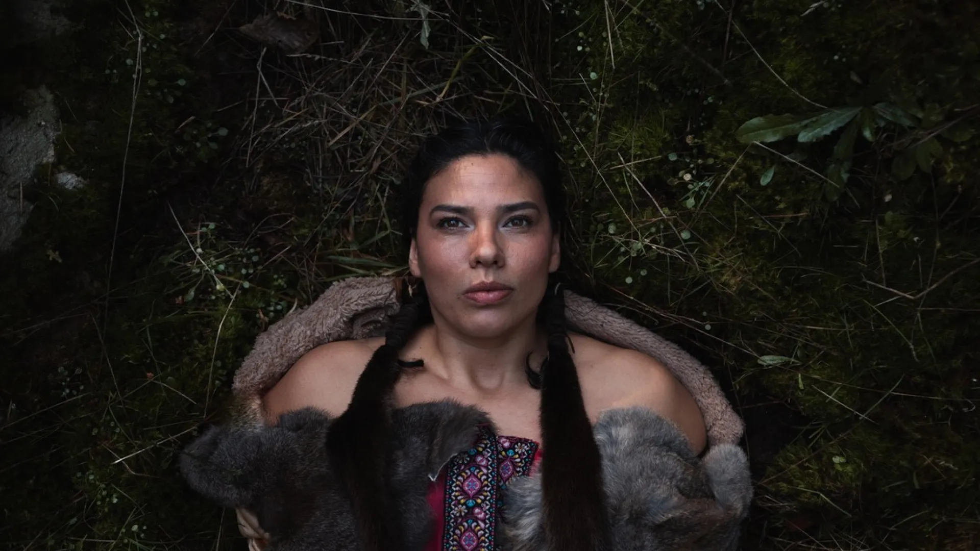 A woman with long braided hair