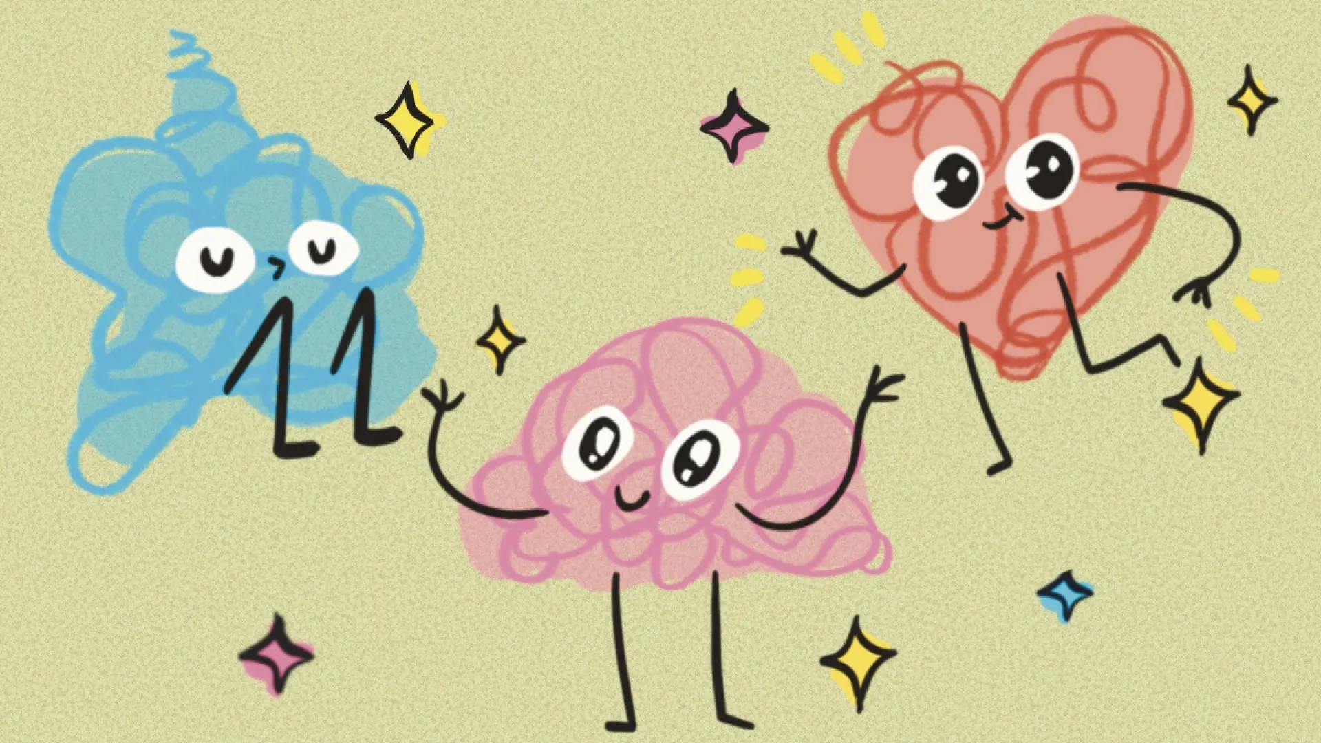 decompression, brain and heart characters for wellness week.