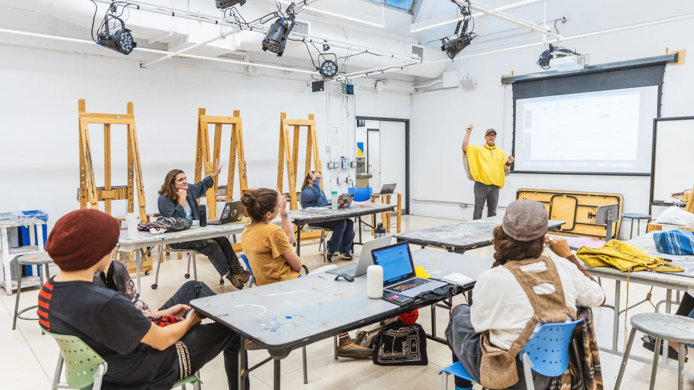 Students in a painting studio