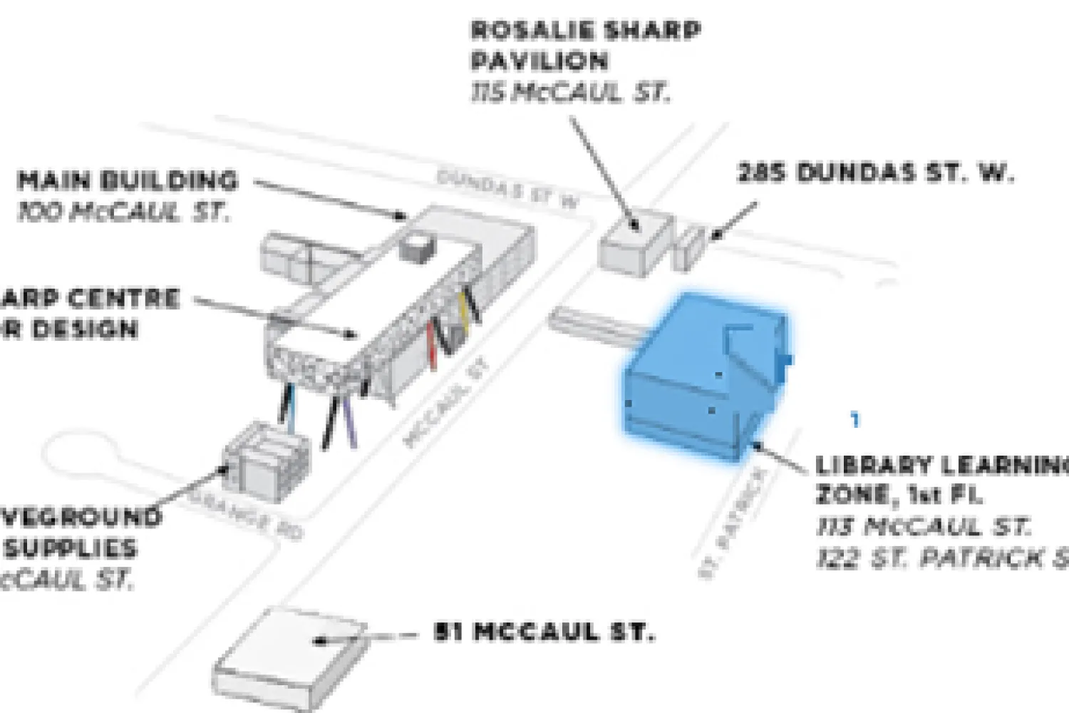 Map of OCADU campus