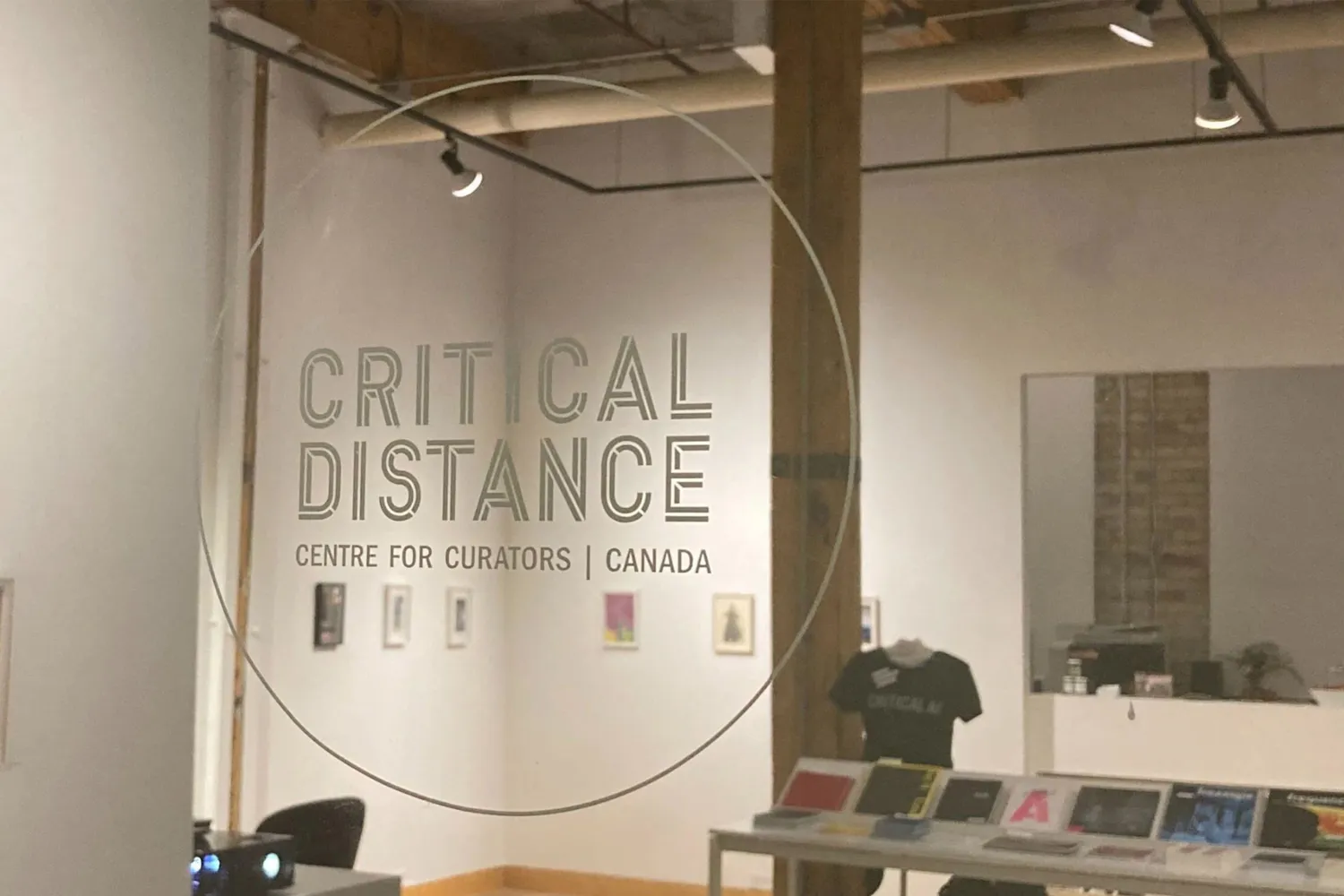 Critical Distance Centre for Curators space seen from behind their window.