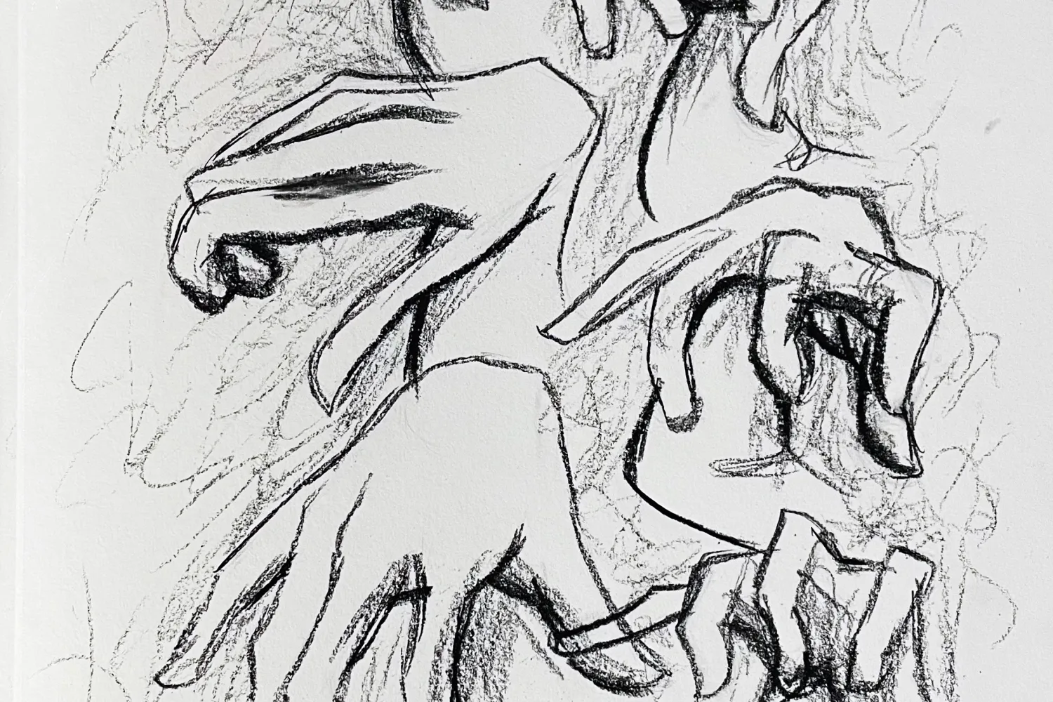 B&W drawing with hands