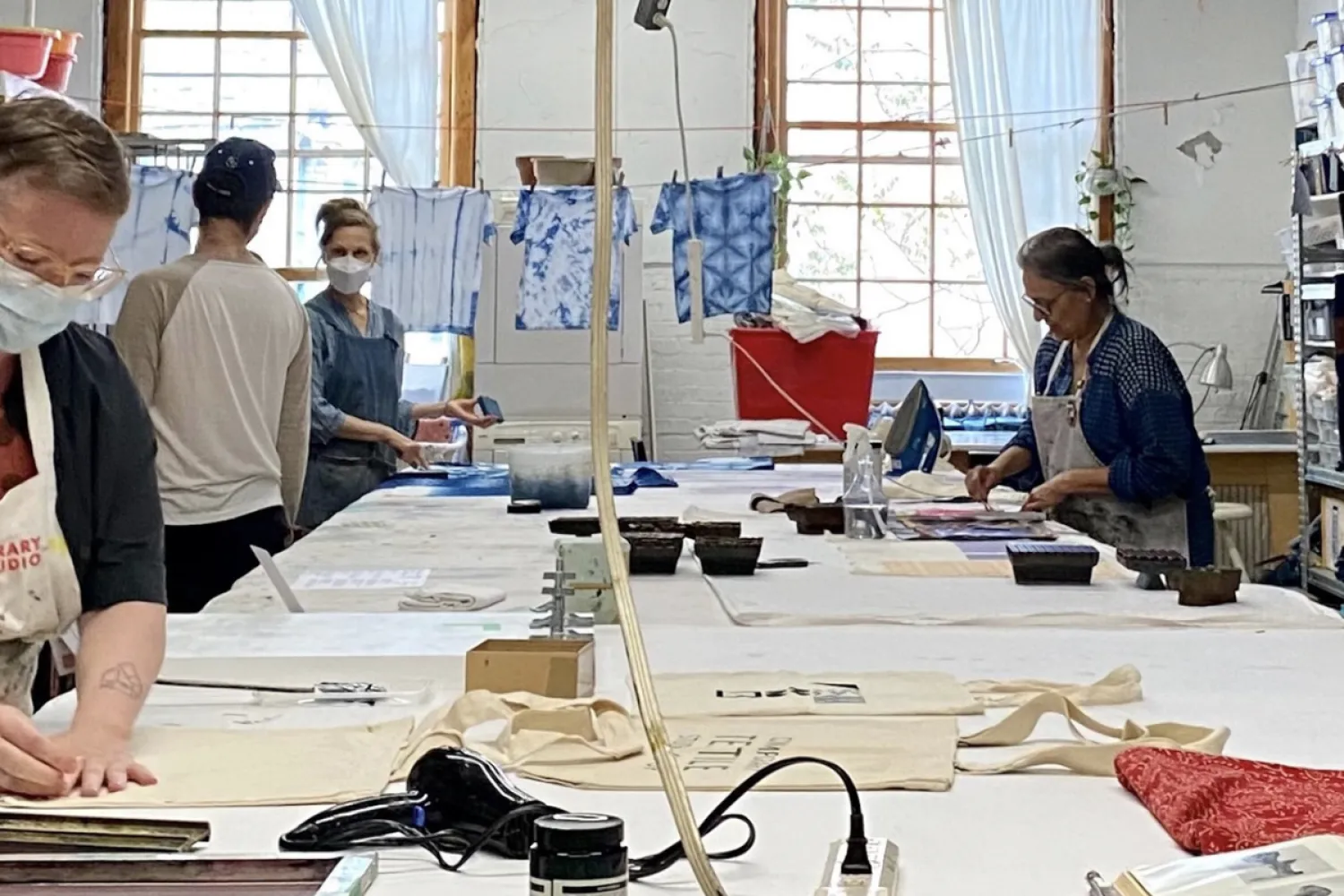 Artists working in Contemporary Textile Studio space.