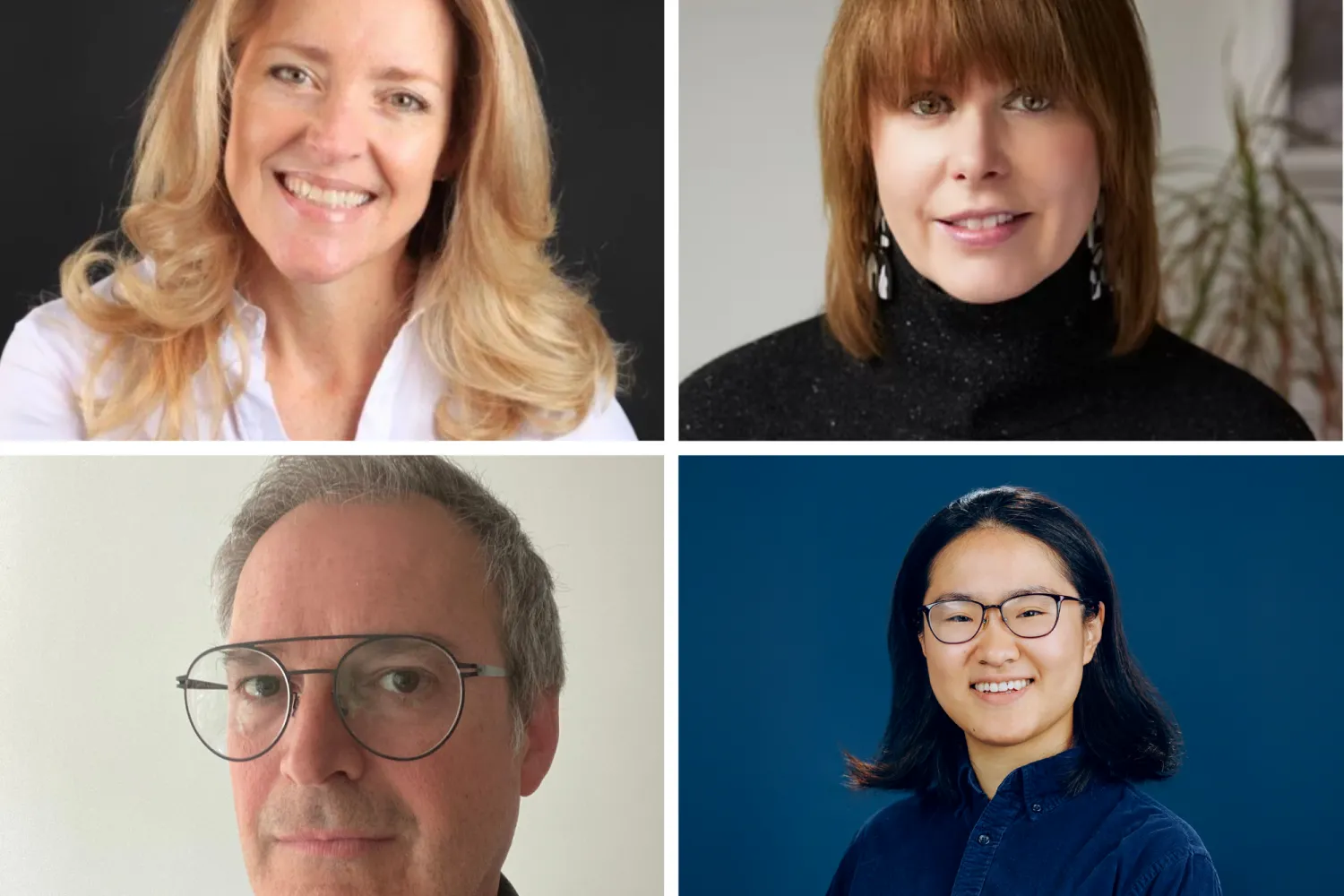 Photograph of four new board members laid out in a 2x2 grid. 