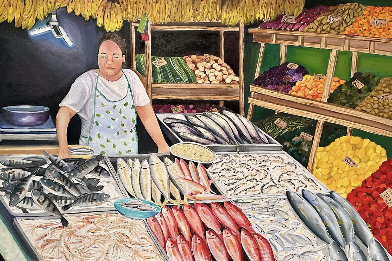 Aling (Miss/Mrs) by Abby Tibon. Oil and acrylic on canvas. 36” x 24”.