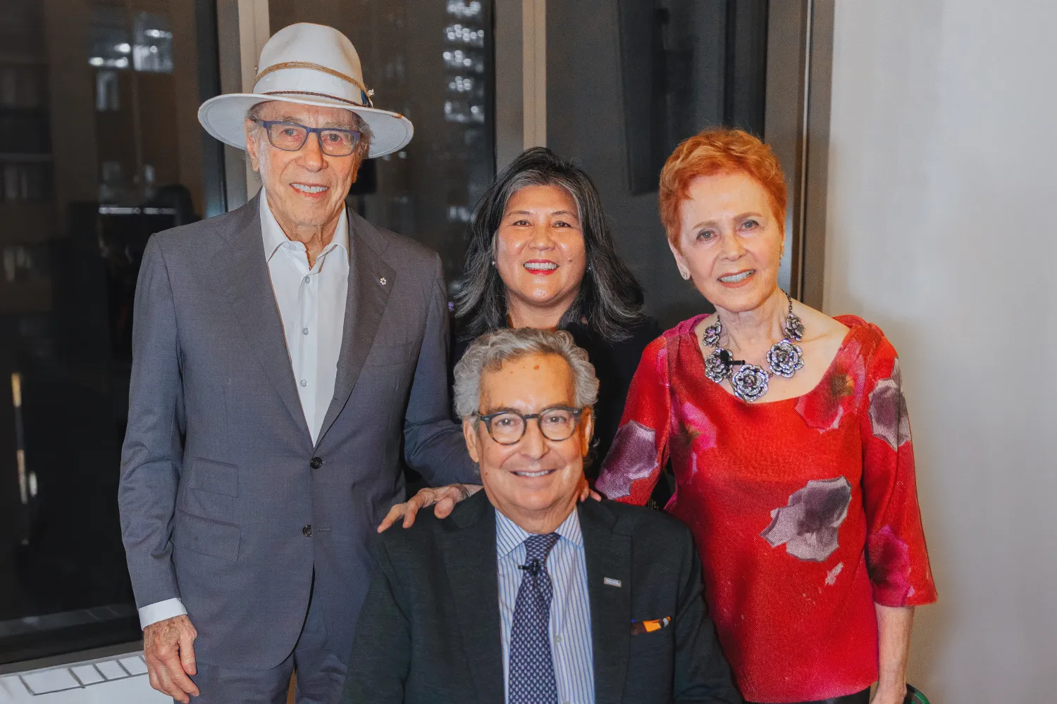 Isadore Sharp, President Ana Serrano, Rosalie Sharp and Chancellor Jaime Watt posing for a group photo. 