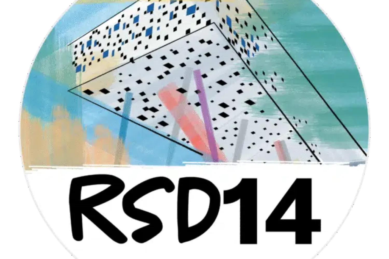 Illustration of the OCAD U tabletop building with the words RSD14 