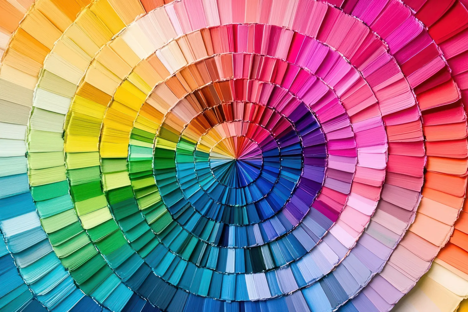 Array of colours in a circular design.