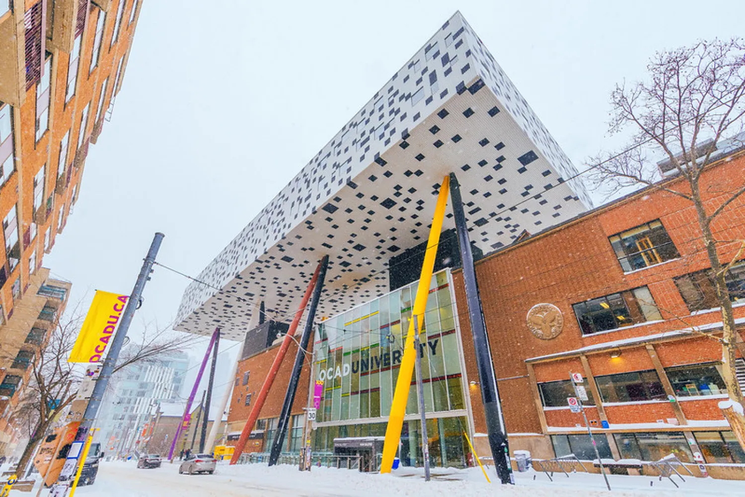 OCAD U and the Sharp Centre with snow on the ground