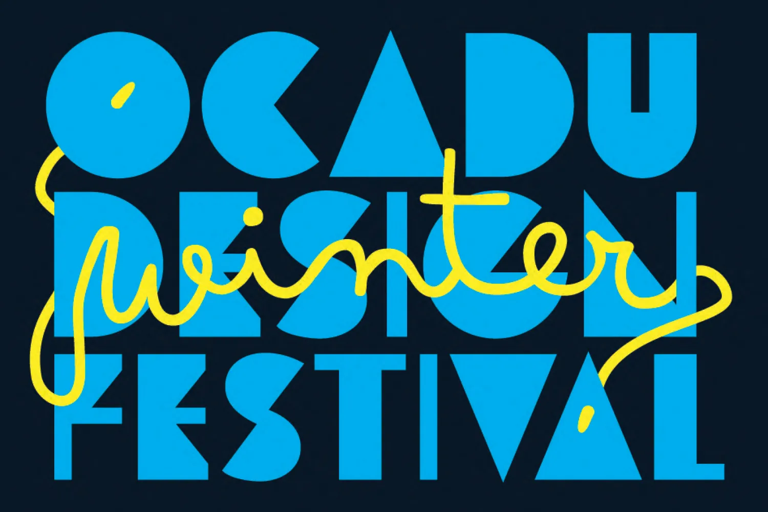 Black with blue lettering, OCAD U DESIGN FESTIVAL with winter in yellow across the blue lettering