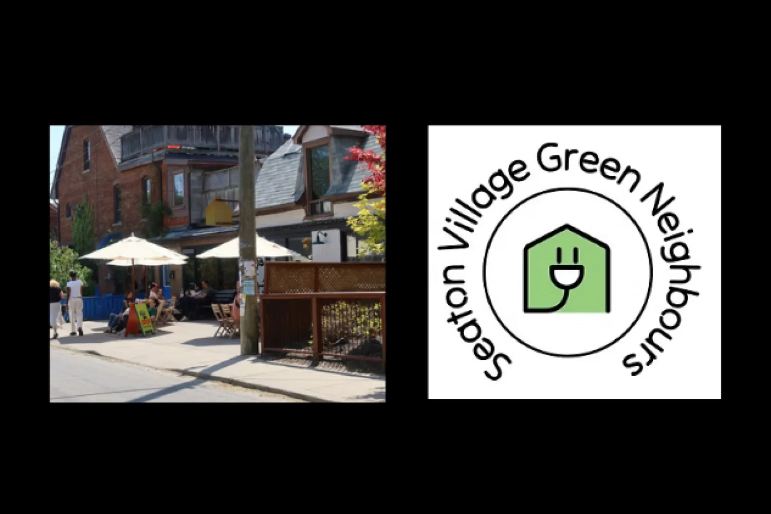Seaton Village in Toronto and the Seaton Village Green Neighbours Logo. 