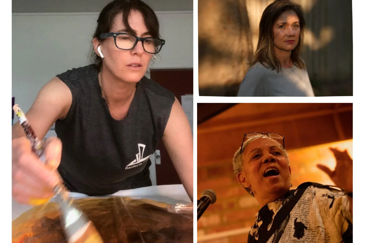 Three women who are faculty members at OCAD U; Natalie Kauffman; top right: Catherine Black; bottom right: Lillian Allen.
