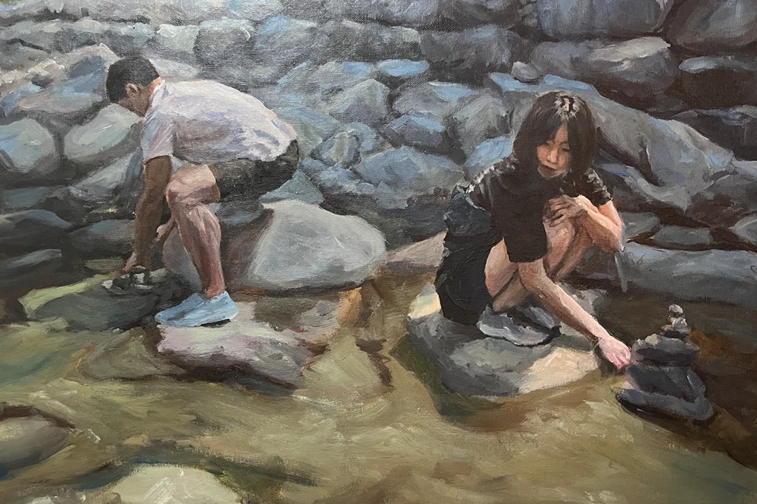 Minjeong Ju: My Wish Within Flowing Water, Acrylic paint on canvas, 36*24, 2026 
