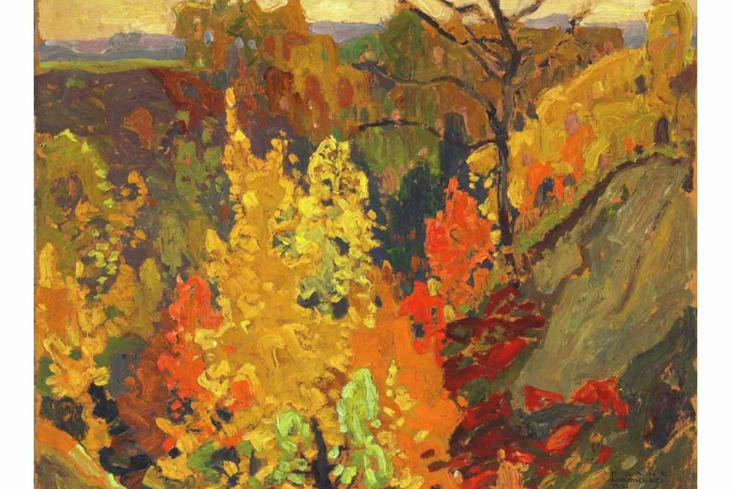 Autumn, 1921, Painting, oil on paperboard, 24.6 x 30.3 cm, Franklin Carmichael, National Gallery of Canada