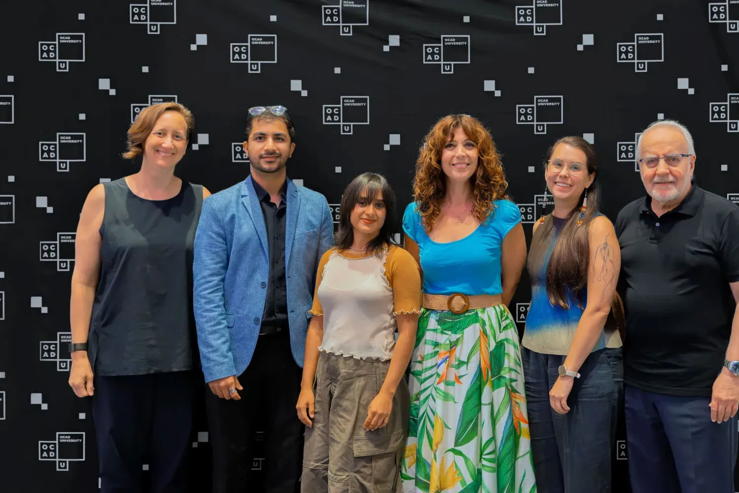 Group photo showing five teaching award recipients with Dr. Sandra Gabriele