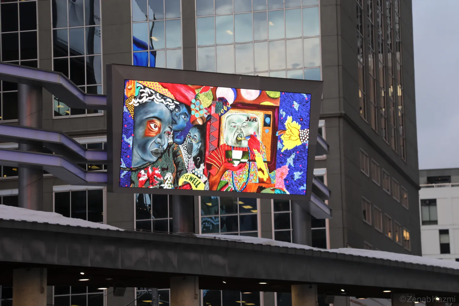 Artwork on display at the digital screen at Sankofa Square.