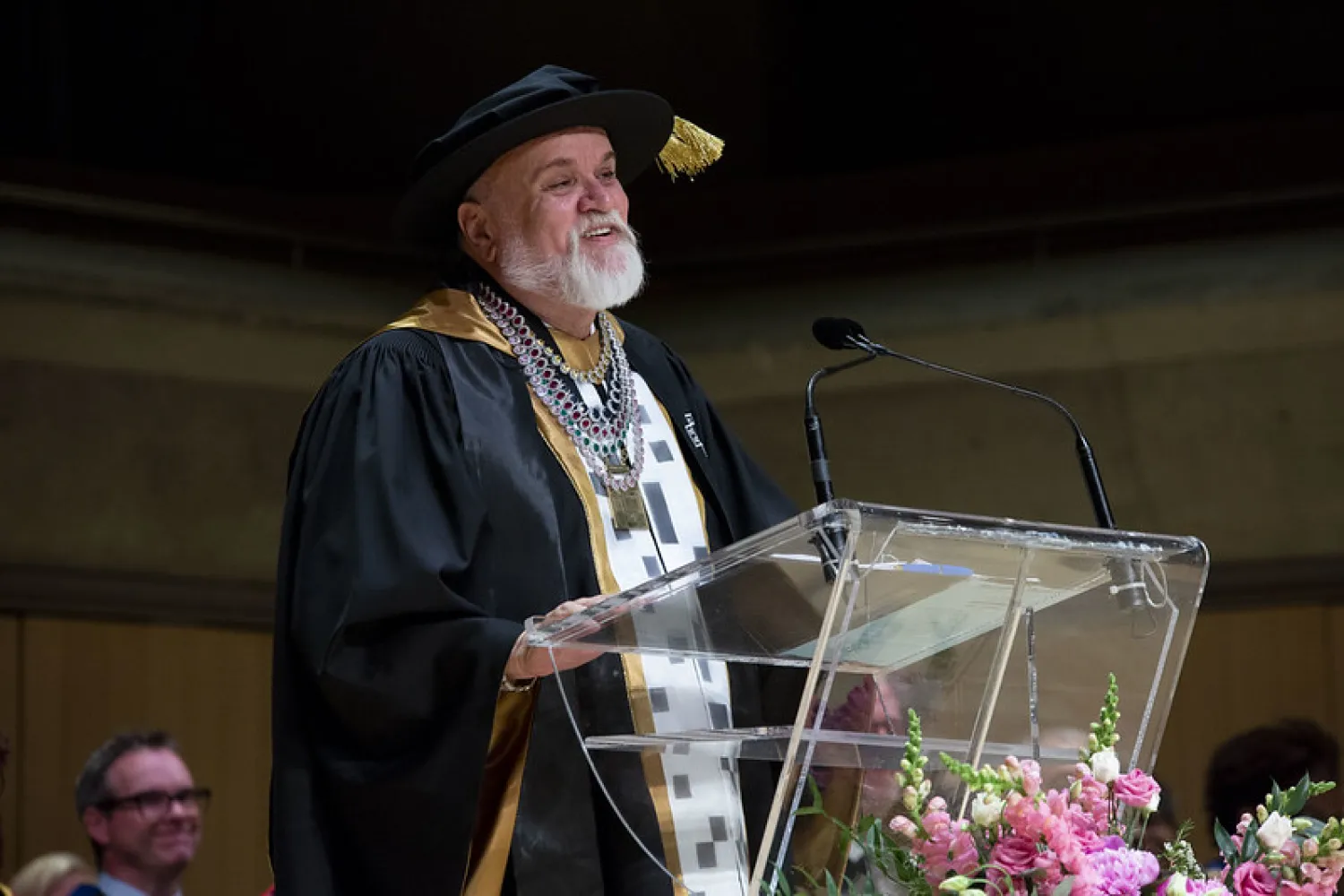 Dr Salah Bachir, OCAD U Chancellor, at the podium during Convocatio