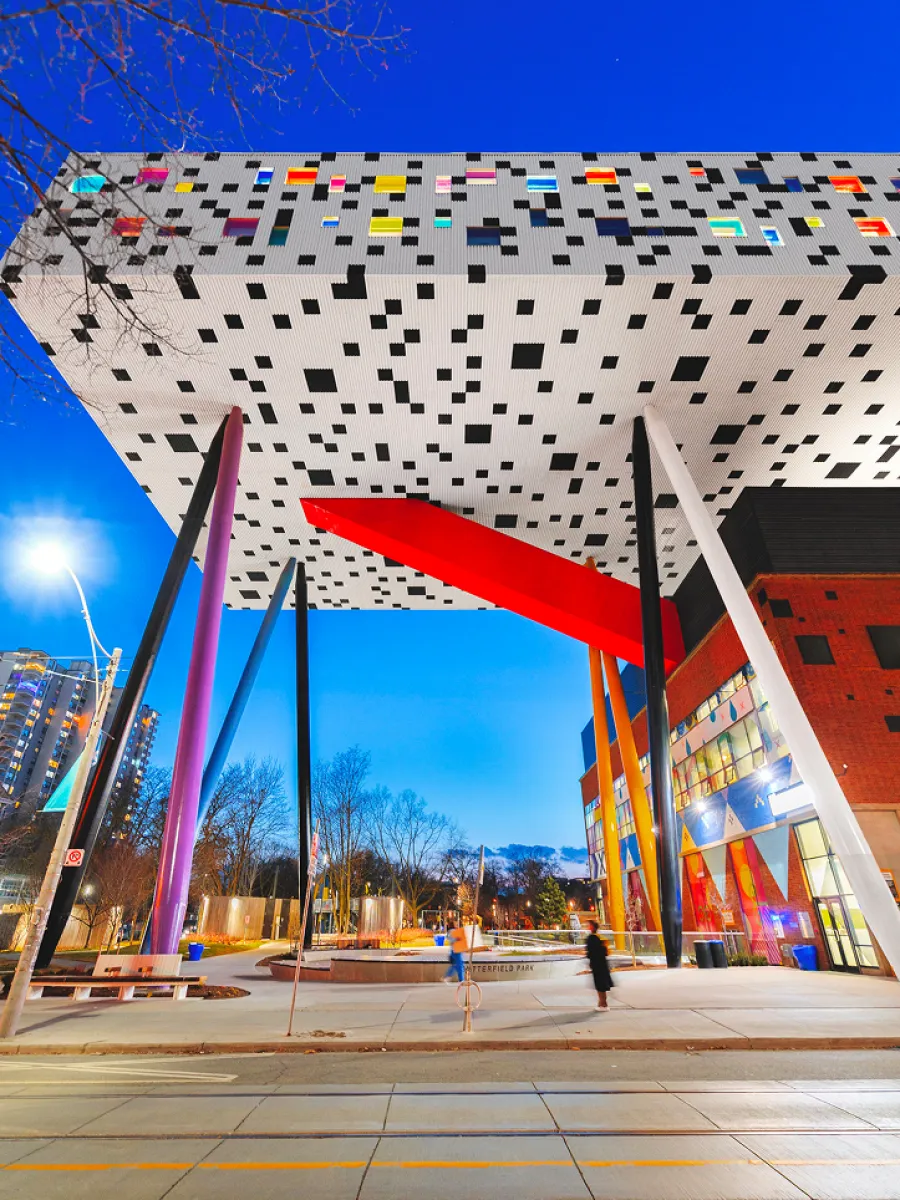 Sharp Center for Design at night